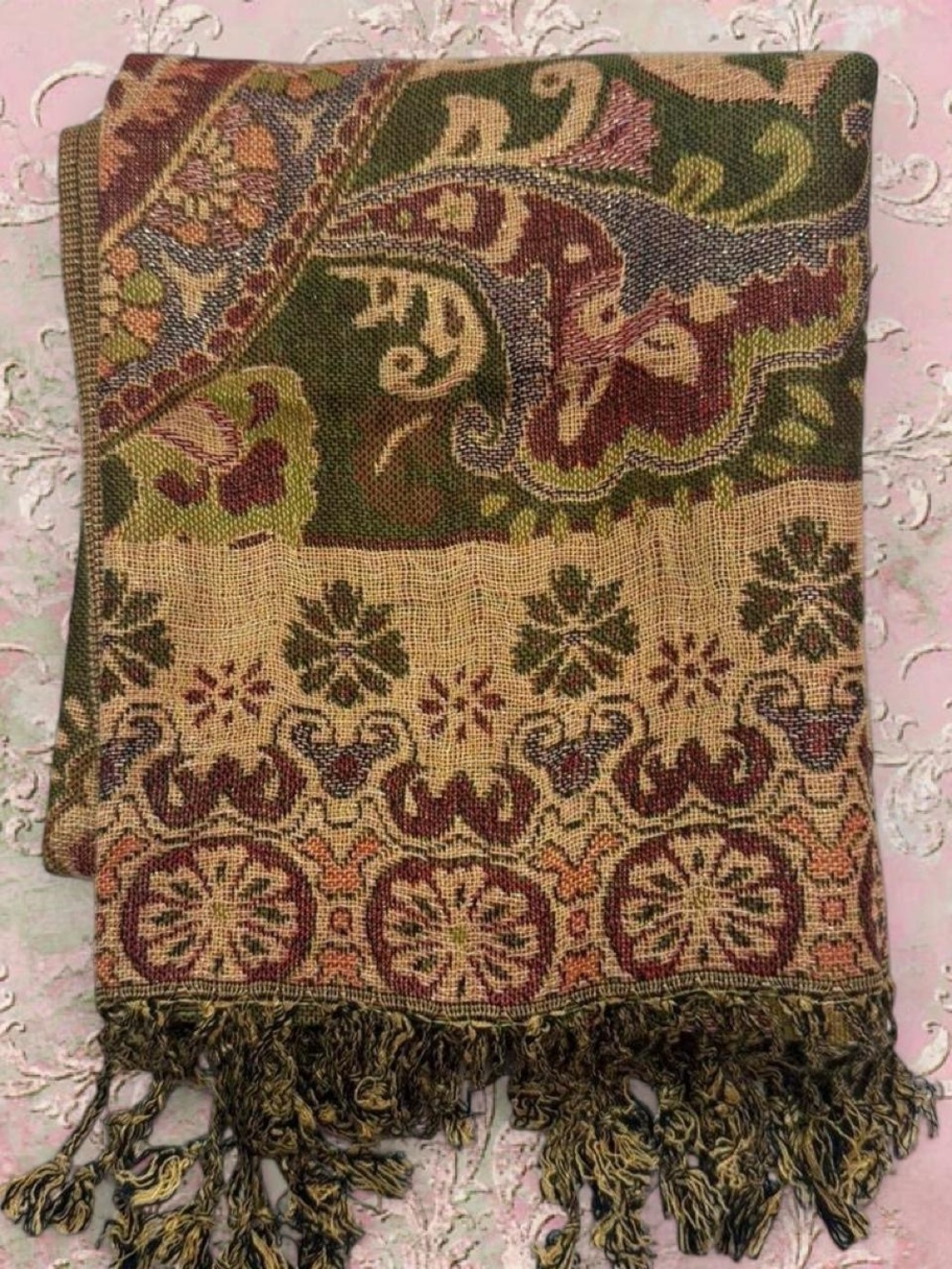 New | Limited Edition: Army Green Shimmer Pashmina Shawl